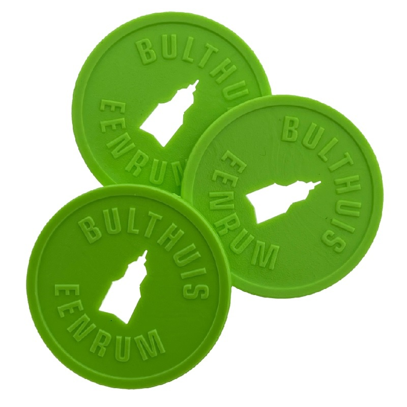 Custom Embossed Plastic Tokens With Safety Hole - Five Sizes