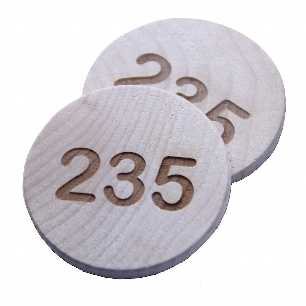 Custom Brand Stamped Round Maple Wood Tokens - MOQ 100