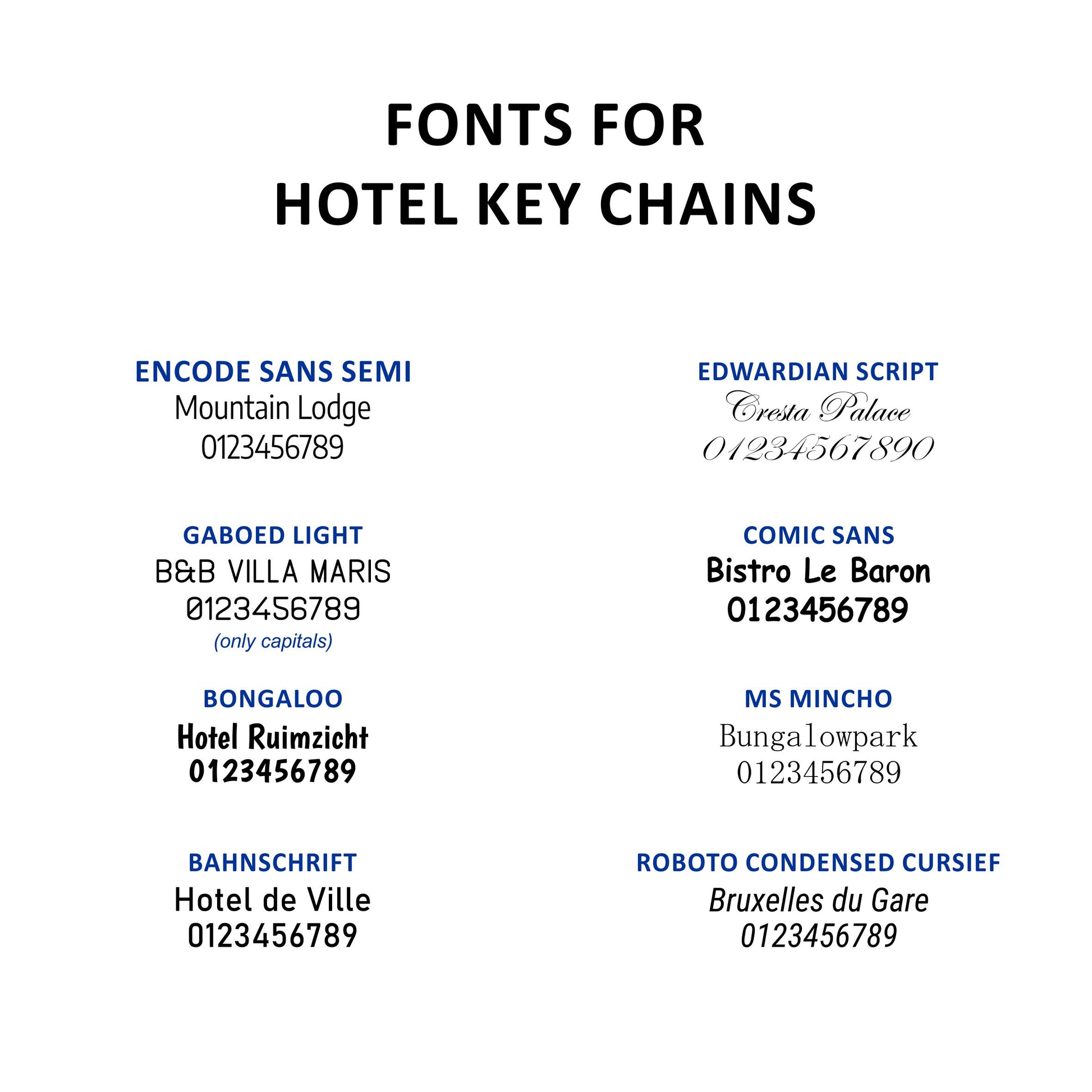 Engraving Fonts Available