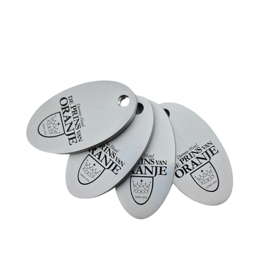 Oval Silver Hotel Key Tags With Custom Logo Engraving