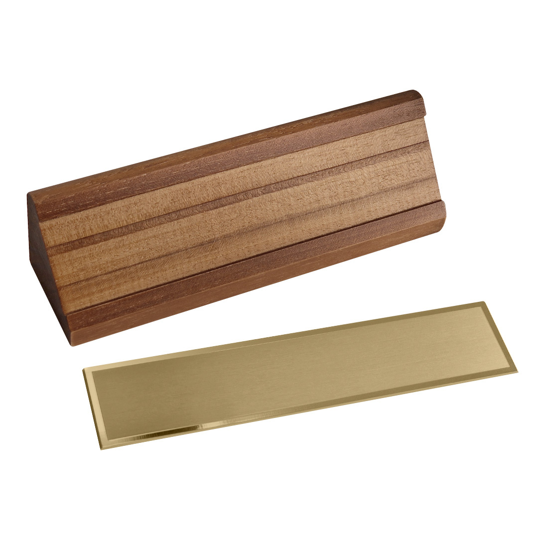 Rear View of Premium Dark Timber Executive Desk Sign Base