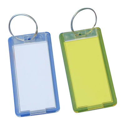 Extra Large Label Window Key Tags with Split Ring 75x38mm