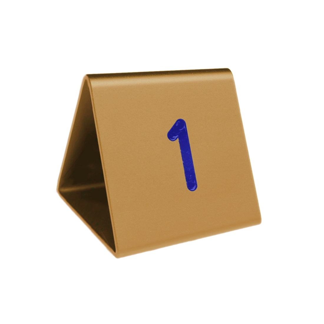 Gold Table Number Signs With Blue Engraving 50x40mm - Aluminium