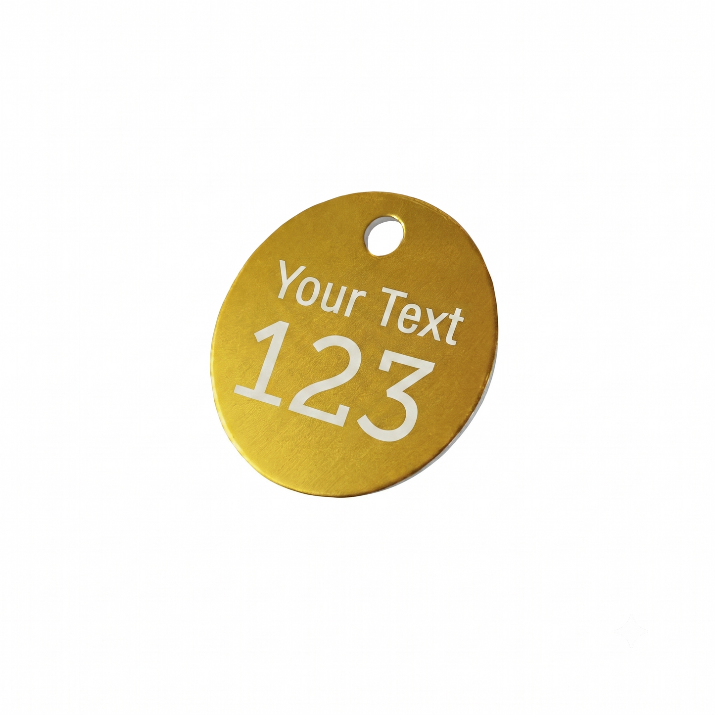 Gold Anodised Aluminium ID asset Tags With Number and Text Engraving
