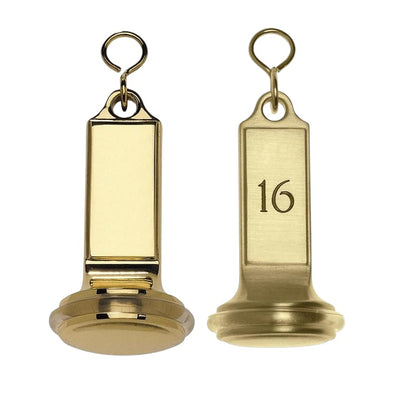 Heavy Gold Brass Hotel Key Tags With Custom Engraving and Rubber Ring