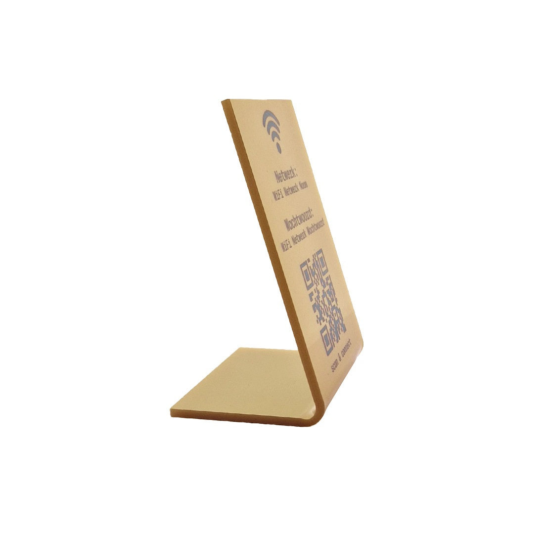 Gold Wi-Fi QR Code Table Signs 70x100mm - Plexiglass