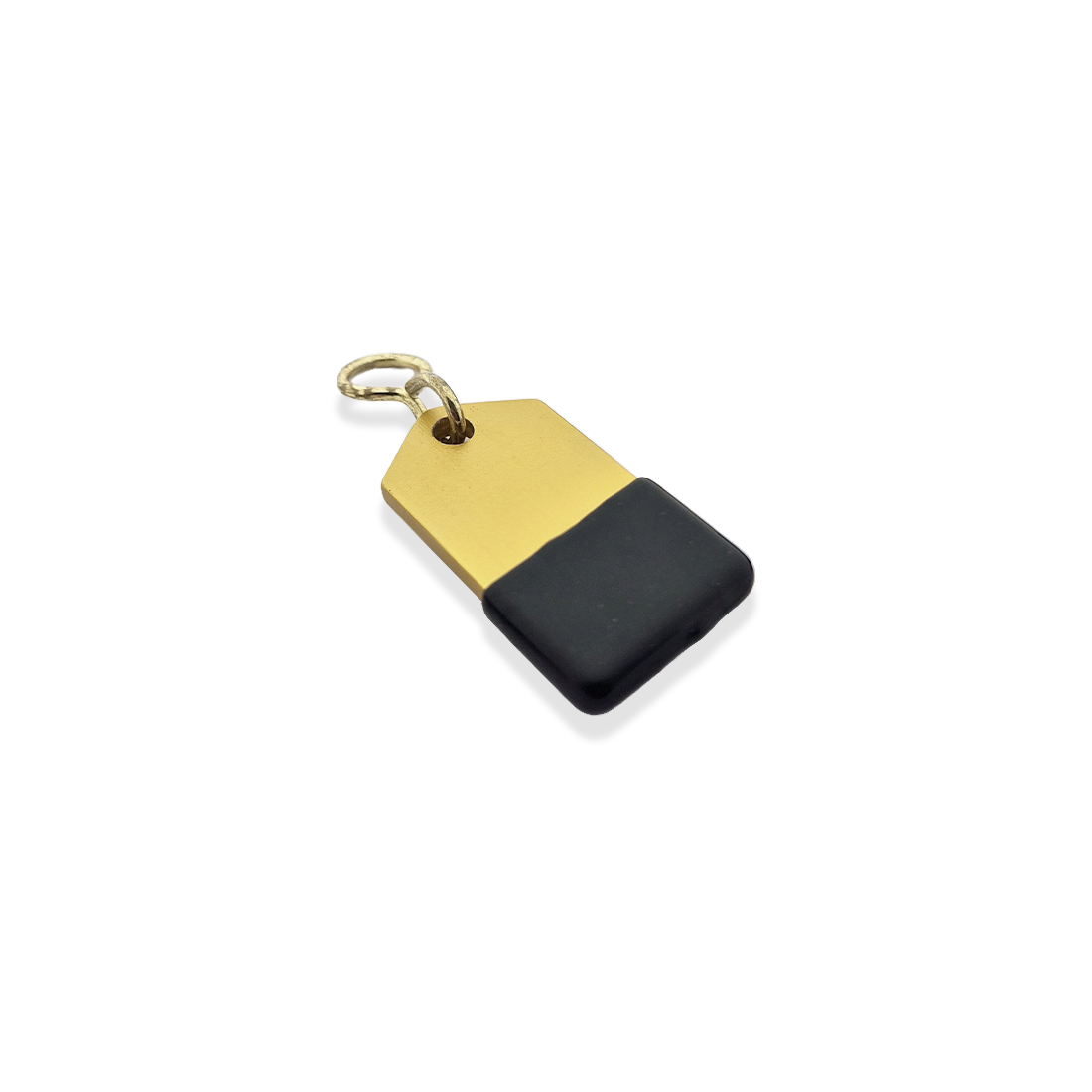 Gold Aluminium Rectangle Hotel Key Tag With Rubber Cap 50mm Side View 