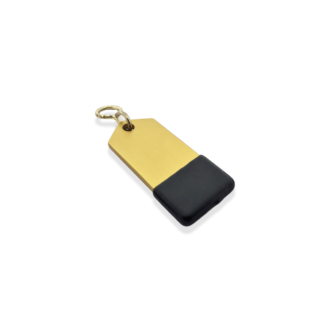 Gold Aluminium Rectangle Hotel Key Tag With Rubber Cap 60mm Side View 