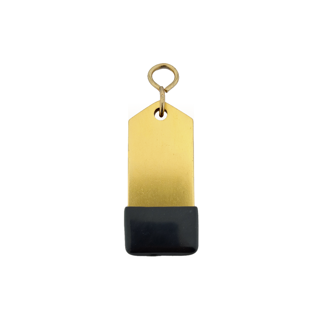 Gold Aluminium Rectangle Hotel Key Tag With Rubber Cap 70mm  