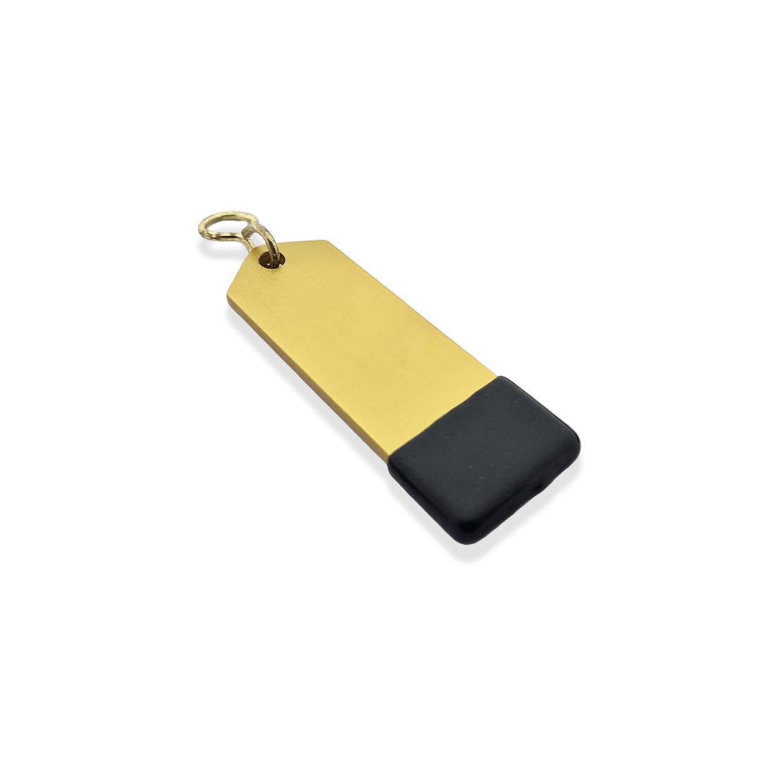 Gold Aluminium Rectangle Hotel Key Tag With Rubber Cap 80mm Side View 