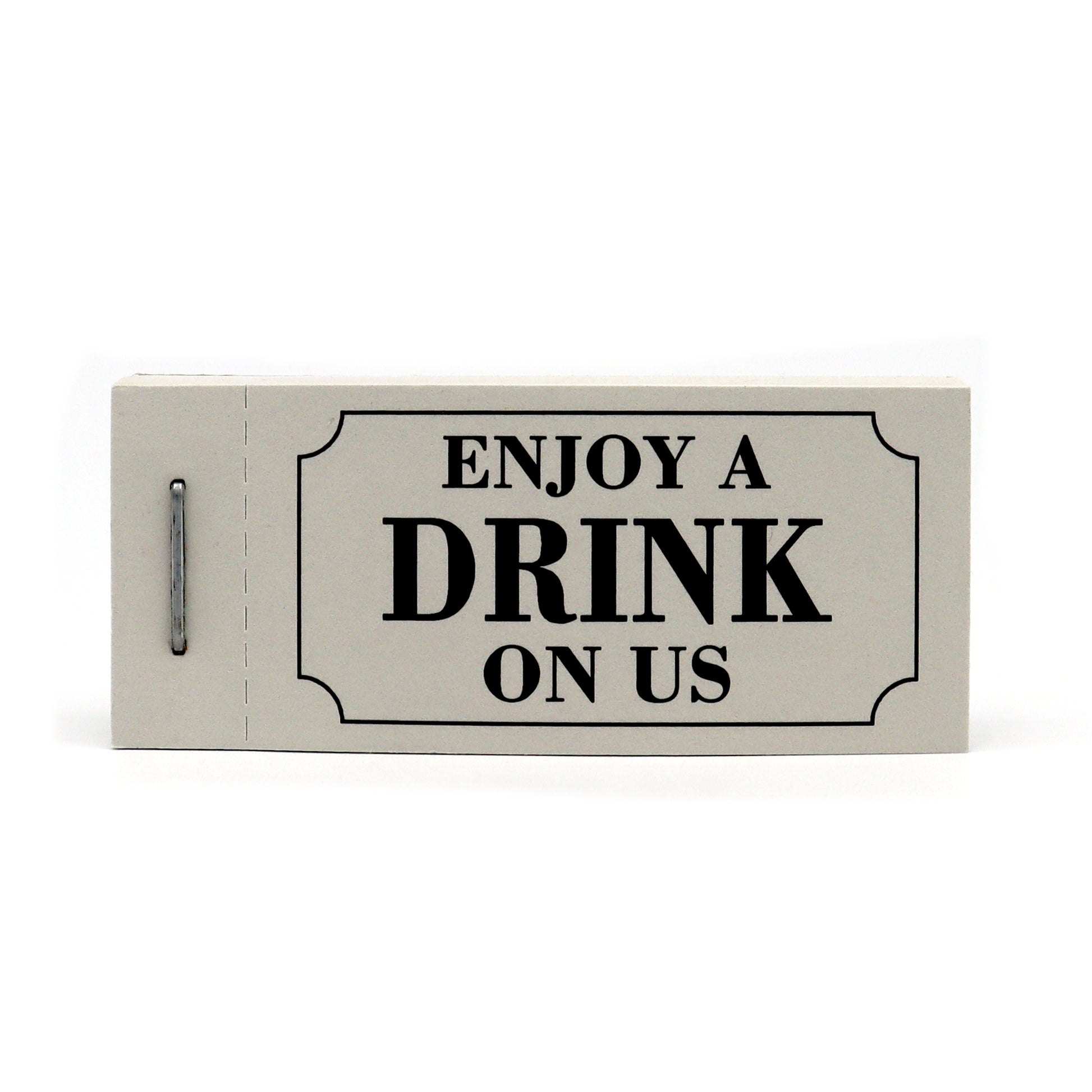 Drink Tickets Booklet 'Enjoy A Drink On Us' in Grey Colour Front View