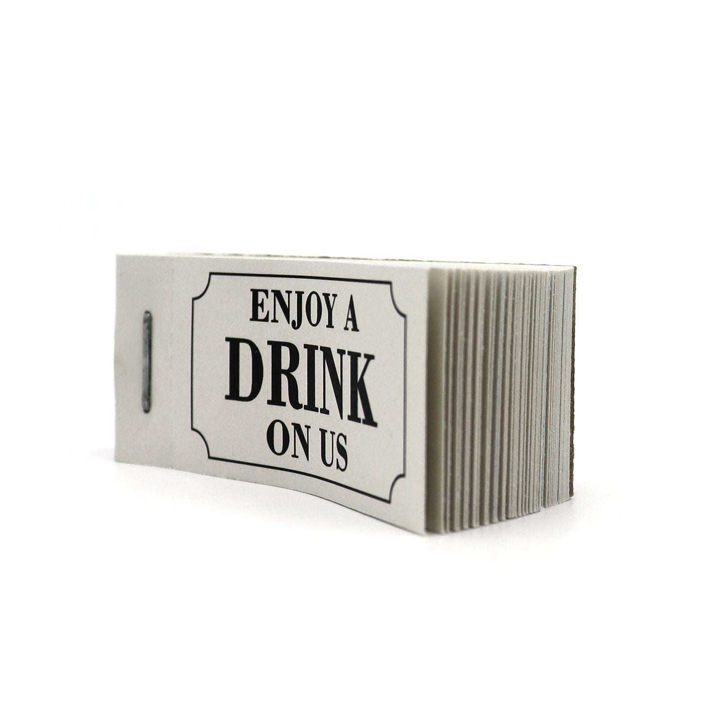 Drink Tickets Booklet 'Enjoy A Drink On Us' in Grey Colour Side View Open