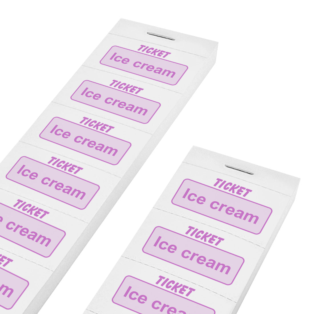 Ice Cream Ticket Coupons Strip White Paper With Pink Print 