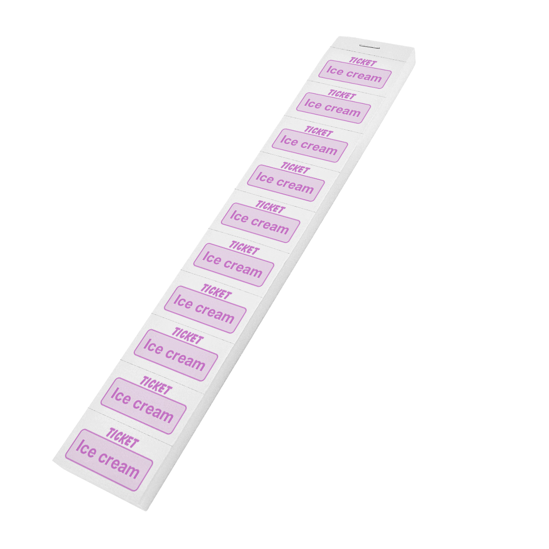 Food Ticket Strip Printed With Ice Cream In Pink All Tickets Are Individually Perforated