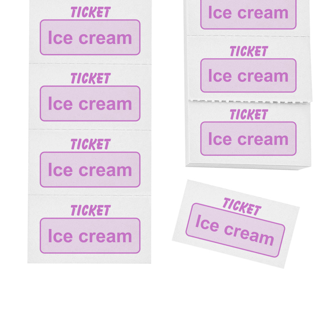 Ice Cream Voucher Tickets On Strip With Perforated Tickets