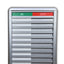 Close-up of In/Out Office Board Showing Custom Header and Sliding 1Name Tracks