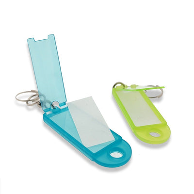 Label Window Key Tags with Flap and Swivel Key Ring 60x22mm