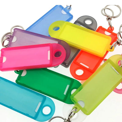 Label Window Key Tags with Flap and Swivel Key Ring 60x22mm