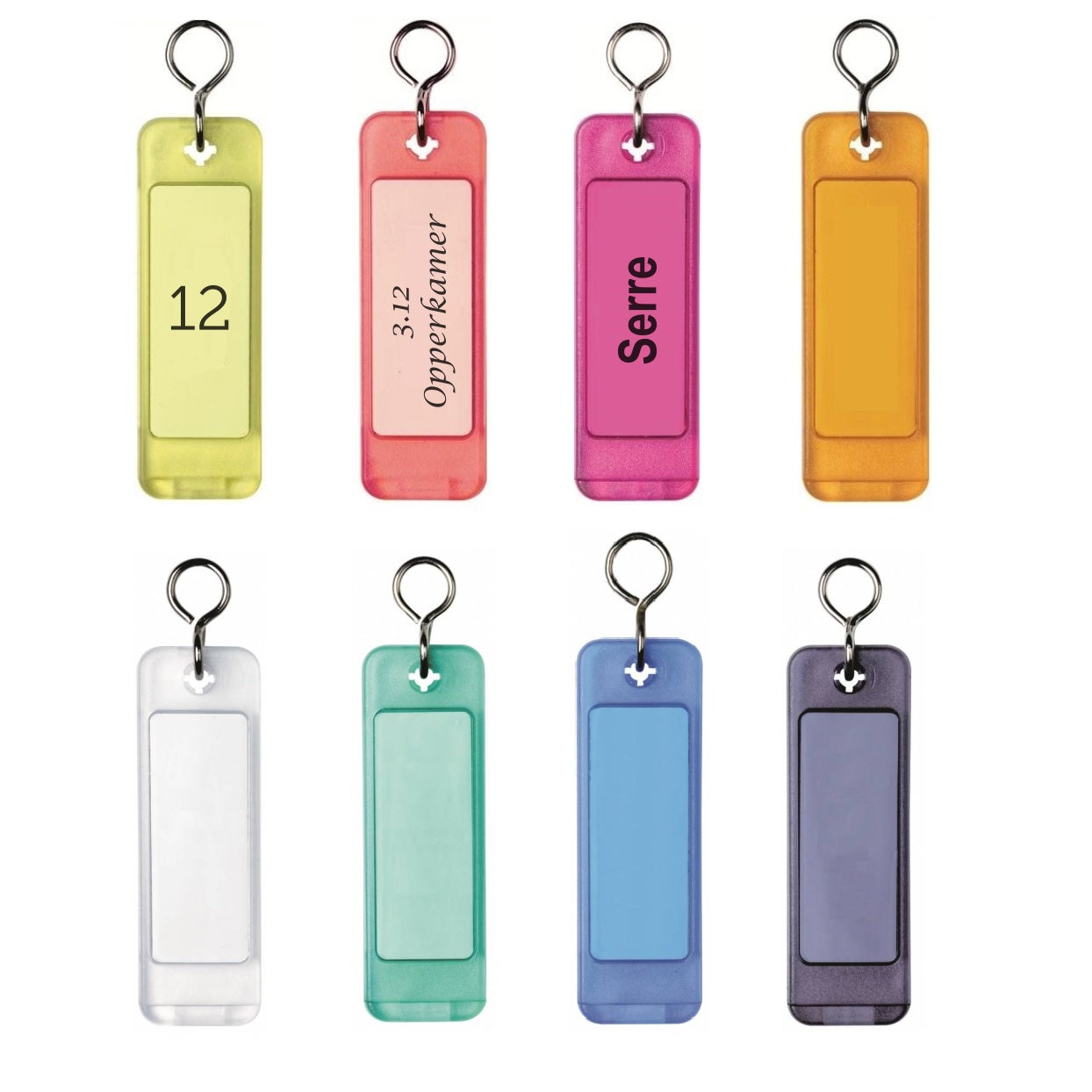 Large Label Window Key Tags with S-Hook With Custom Engraved Insert