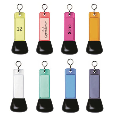 Large Label Window Key Tags with Rubber Cap and Custom Engraved Insert