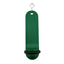 Front view of the large plain green retro hotel key tag (100x50mm) with a silver S-hook fastener and black rubber ring.
