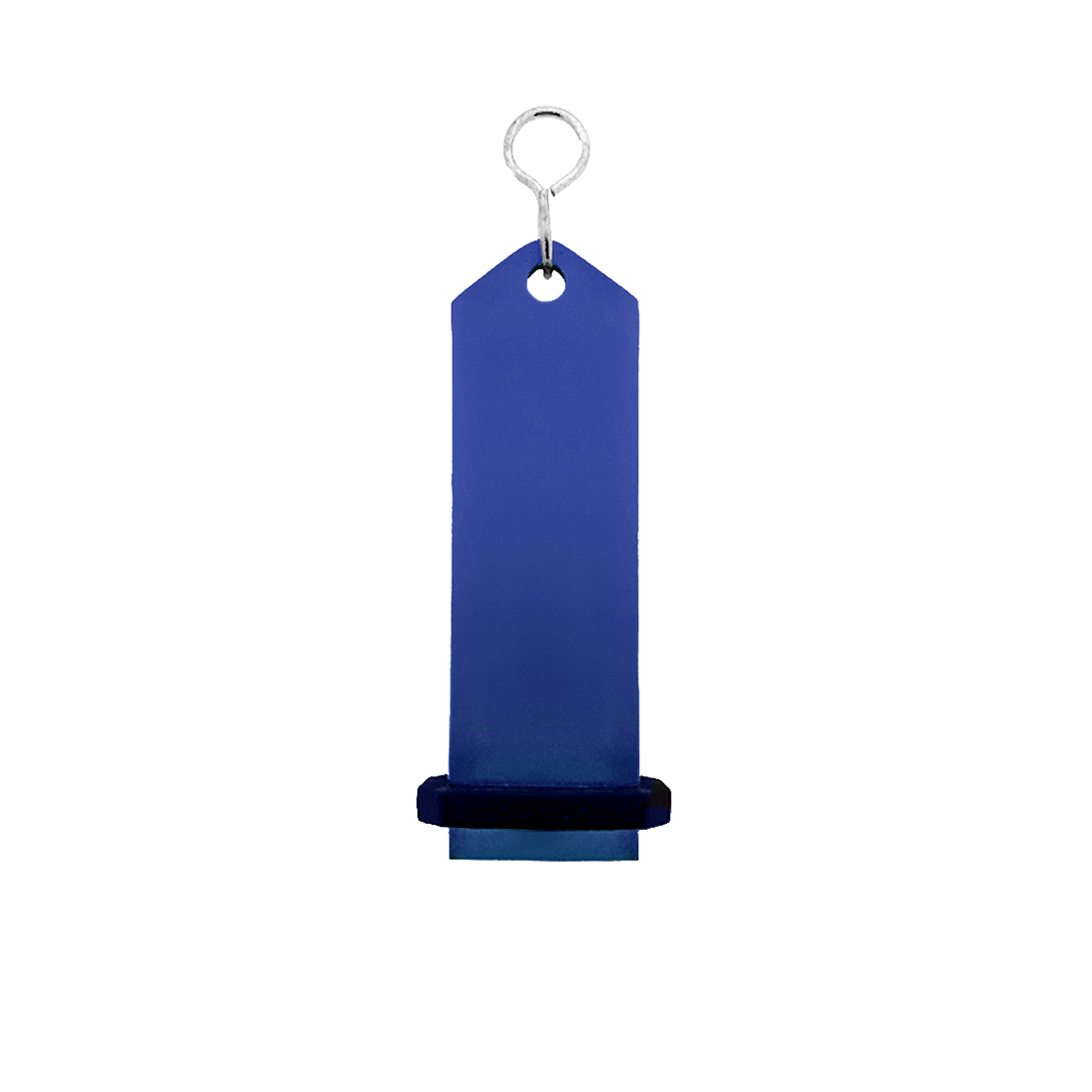Large Blue Aluminium Key Tag Rectangle 100x30mm With A silver S-hook Fastener and Black Rubber Ring 