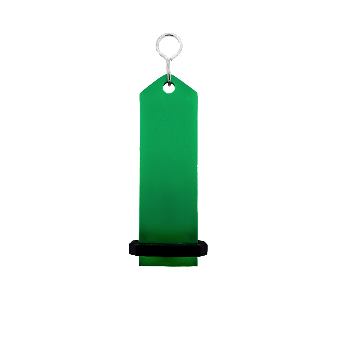 Large Green Aluminium Key Tag Rectangle 100x30mm With A silver S-hook Fastener and Black Rubber Ring