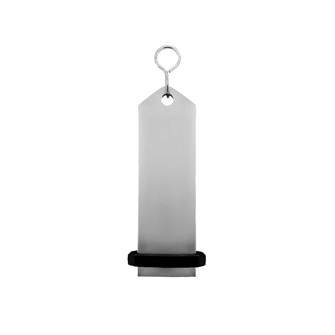 Large Silver Aluminium Key Tag Rectangle 100x30mm With A silver S-hook Fastener and Black Rubber Ring