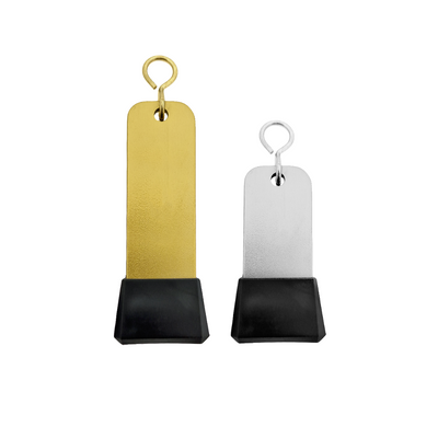 Large & Small Gold and Silver Aluminium Key Tags With Tapered Black Rubber Cap and Matching S-hook Fastener  Model: 'Dauphine'