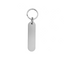 Long Oval Silver Aluminium Key Tag With Matching Silver Split Key Ring Model Vicky 78x20mm Front View