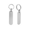 Long Oval Silver Aluminium Key Tags with Matching Split Key Ring Model Vicky 78x20mm Front View and Side View