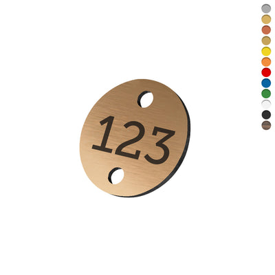 Round Acrylic Key Tags With Two Drill Holes Top And Bottom Front View Bronze Variant