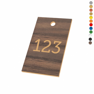 Rectangle Acrylic Number Tags Vertical Orientation With One Drill Hole at the Top