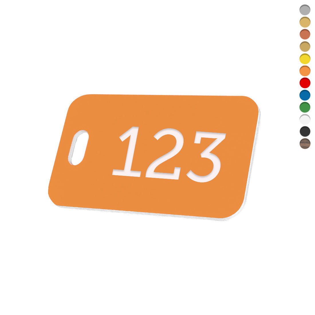 Rounded Rectangle Acrylic Number Labels With Slotted Hole On The Left 