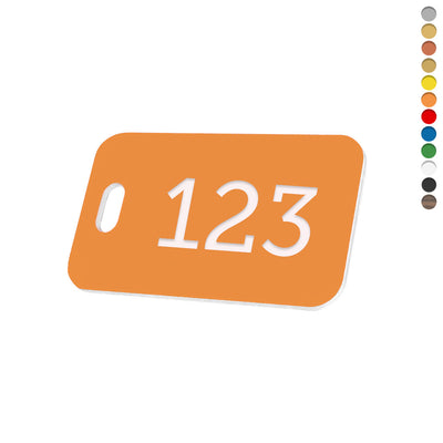 Rounded Rectangle Acrylic Number Labels With Slotted Hole On The Left 