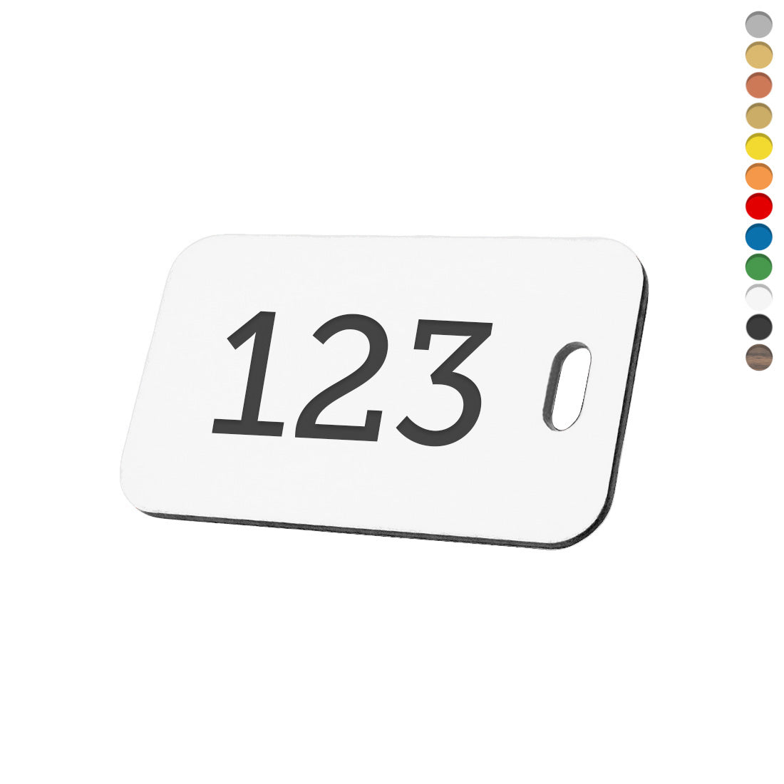 Rounded Rectangle Acrylic Number Labels With One Slotted Hole Right