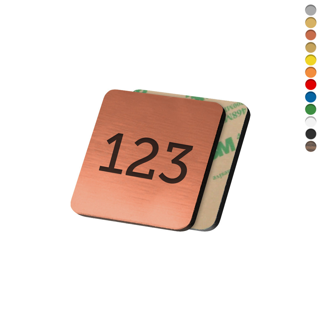 Rounded Square Acrylic Number Tags With Adhesive Tape Backing