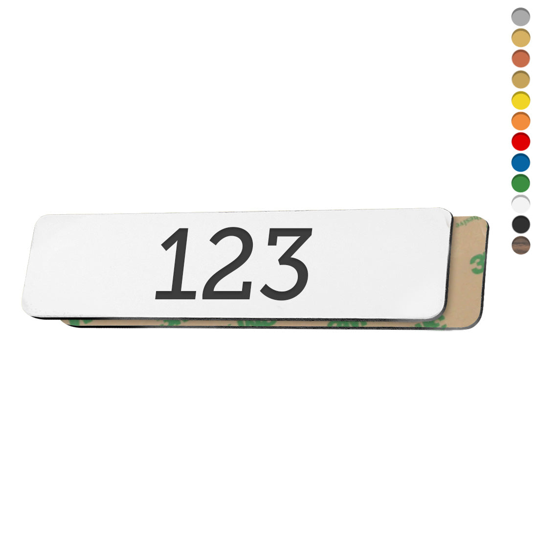 Slim Rounded Rectangle Acrylic Number Tags With Adhesive Tape Backing