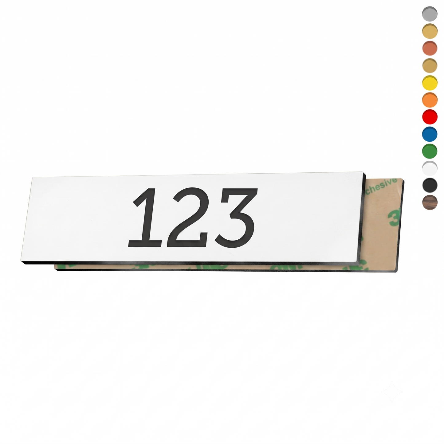 Slim Rectangle Acrylic Number Tags With Adhesive Tape Backing