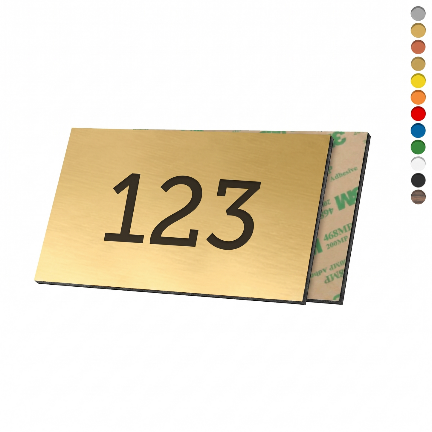 Rectangle Acrylic Number Tag With Adhesive Tape Backing Horizontal Orientation