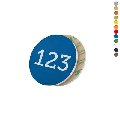 Round Acrylic Number Tags with Adhesive Tape - Blue