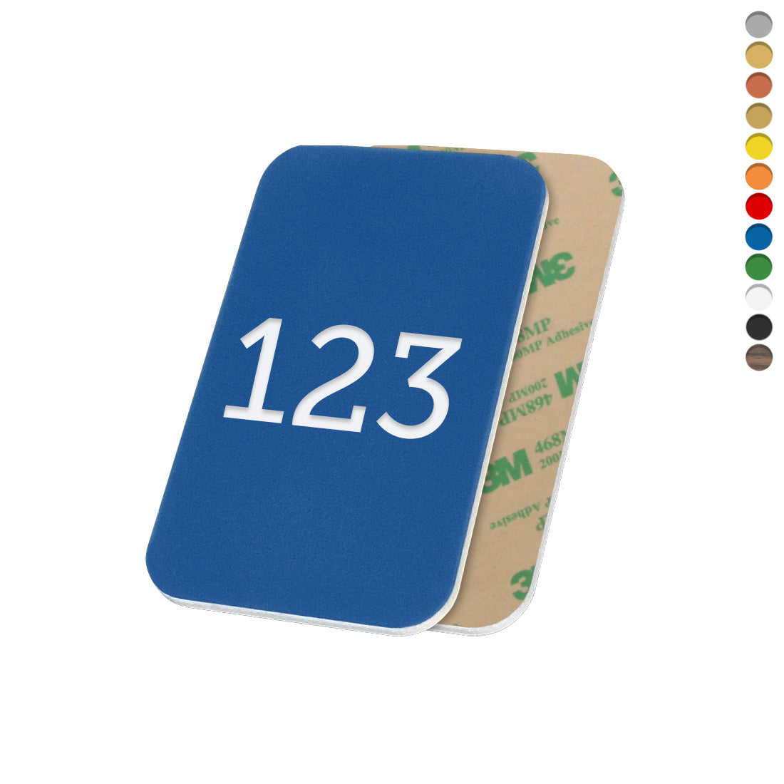 Rounded Rectangle Acrylic Number Tags With Adhesive Tape Backing