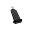 Medium Black Aluminium Key Tag Rectangle 75x30mm With A silver S-hook Fastener and Black Rubber Ring Side View