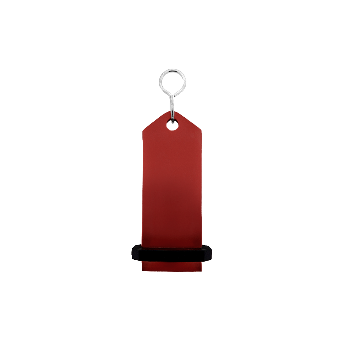 Medium Red Aluminium Key Tag Rectangle 75x30mm With A silver S-hook Fastener and Black Rubber Ring 