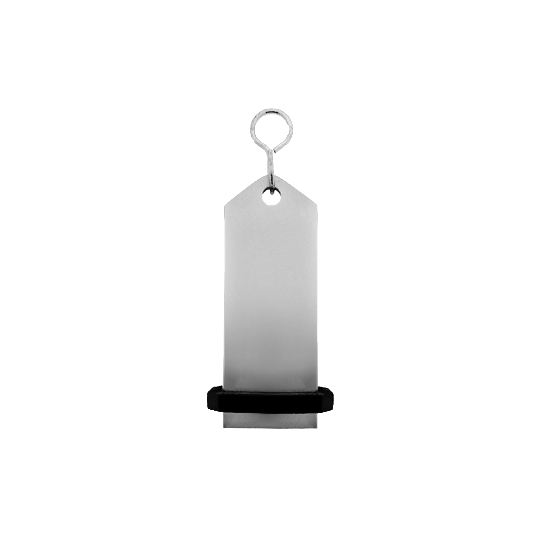 Medium Silver Aluminium Key Tag Rectangle 75x30mm With A silver S-hook Fastener and Black Rubber Ring