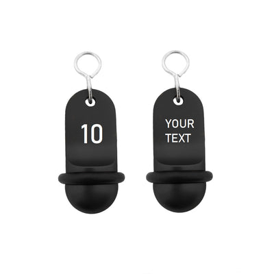 Mini Classic Black Aluminium Hotel Key Tags | 60x25mm | With White Engraving