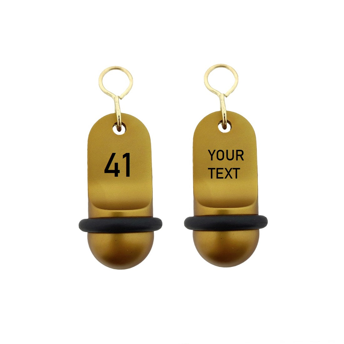 Mini Classic Gold Aluminium Hotel Key Tags | 60x25mm | With Black Engraving