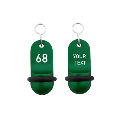 Mini Classic Green Aluminium Hotel Key Tags | 60x25mm | With White Engraving