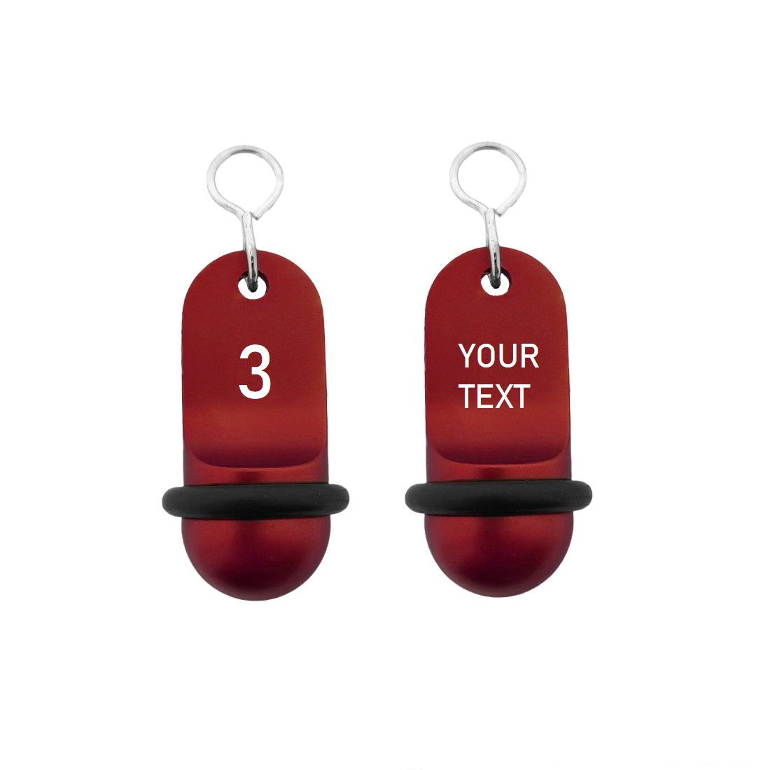 Mini Classic Red Aluminium Hotel Key Tags | 60x25mm | With White Engraving