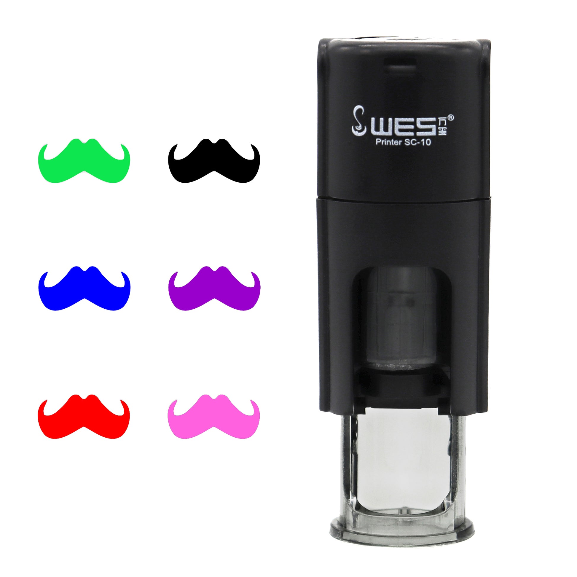 Moustache Stamp with available ink colours